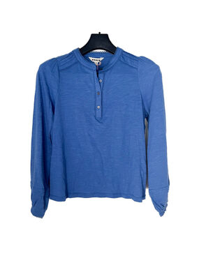 NWT Boden Top Blouse Size 10 Blue Henrietta Pintuck Henley Cottagecore Cotton